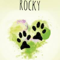 Pfotenabdruck Poster | mit Pfotenabdruck und Name deines Hundes - Watercolor Herz grün - Digitaldruck Bild 6