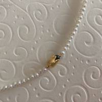 Perlenkette mit Tulpe aus Si925 vergoldet und Onyx, Zuchtperlenkette, Geschenk Frauen, Brautkette, Handarbeit aus Bayern Bild 5