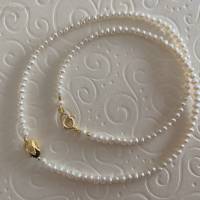 Perlenkette mit Tulpe aus Si925 vergoldet und Onyx, Zuchtperlenkette, Geschenk Frauen, Brautkette, Handarbeit aus Bayern Bild 6
