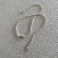 Perlenkette mit Tulpe aus Si925 vergoldet und Onyx, Zuchtperlenkette, Geschenk Frauen, Brautkette, Handarbeit aus Bayern Bild 7