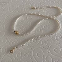 Perlenkette mit Tulpe aus Si925 vergoldet und Onyx, Zuchtperlenkette, Geschenk Frauen, Brautkette, Handarbeit aus Bayern Bild 9