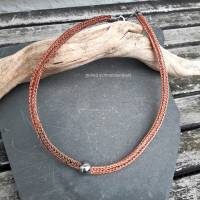 Strick-Colier, Halskette gestrickter aus Draht in Kupfer & Bronze Bild 3