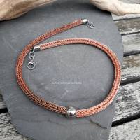 Strick-Colier, Halskette gestrickter aus Draht in Kupfer & Bronze Bild 5