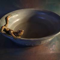 Keramik Keramikschale mit kleinem Echslein Schalenobjekt Objektschale Bild 2