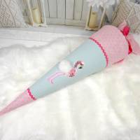 Schultüte aus Stoff Flamingo rosa mint Zuckertüte Mädchen 70cm oder 85cm Bild 2