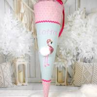 Schultüte aus Stoff Flamingo rosa mint Zuckertüte Mädchen 70cm oder 85cm Bild 5