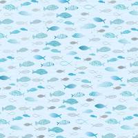 Bastelkarton bedruckt Fische hellblau A4 Bild 2
