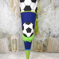 Schultüte aus Stoff Fußball mit Name Zuckertüte blau Bild 4