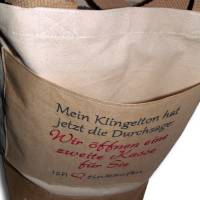 Große bestickte Shopping-Tasche personalisierter Shopper Tasche mit Wunschnamen Jutetasche Baumwoll-Segeltuch Bild 2