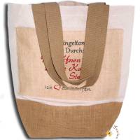 Große bestickte Shopping-Tasche personalisierter Shopper Tasche mit Wunschnamen Jutetasche Baumwoll-Segeltuch Bild 3