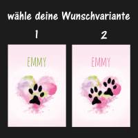 Pfotenabdruck Poster | mit Pfotenabdruck und Name deines Hundes - Watercolor Herz rosa - Digitaldruck Bild 4