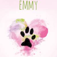 Pfotenabdruck Poster | mit Pfotenabdruck und Name deines Hundes - Watercolor Herz rosa - Digitaldruck Bild 5