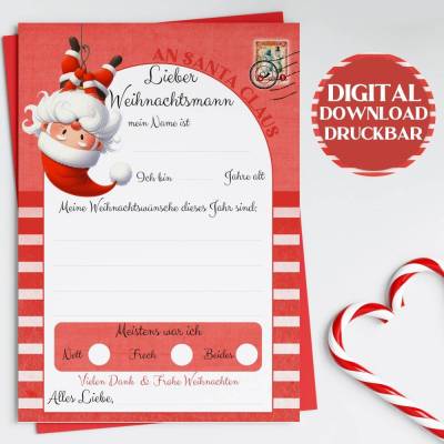 FREEBIE Wunschliste & Brief an den Weihnachtsmann. Weihnachtspost | Kindergarten Basteln