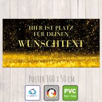 Banner Event 100 x 50 cm - personalisierbar | goldener Glitter - personalisierbar mit Wunschtext Bild 3