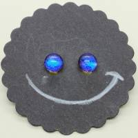 glitzernde Glasohrstecker dunkelblau auf Sterlingsilber Bild 1