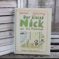 Upcycling Notizbuch "Der kleine Nick und die Mädchen" aus altem Kinderbuch der 70er Jahre Bild 1
