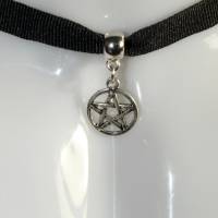 Schwarzes Gothic Halsband mit Pentagramm Bild 3