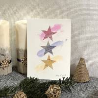 Schöne Weihnachtskarte in warmen Farben - Sterne - Weihnachtskarte - danielb.art Bild 1
