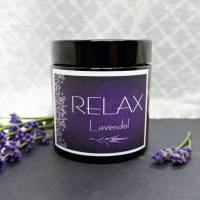 Lavendelkerze RELAX | Kerze mit Lavendelduft und Lavendelblüten | Kerze im Glas Bild 4