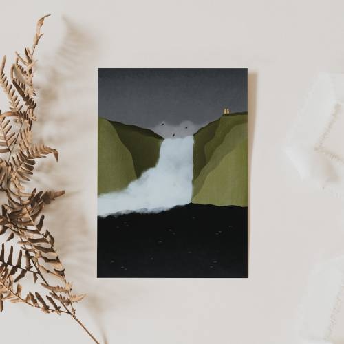 Postkarte Wasserfall Island Skogafoss A6 Karte Reise - Postkarte Iceland Waterfall - Geschenkverpackung Reise - Postkart