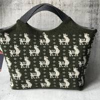 Gestrickter XL Shopper mit Alpaka Muster / Handtasche / Tote / DINA4 quer Tasche Bild 2