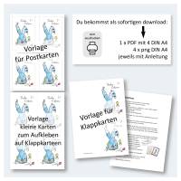Osterkarten zum Ausdrucken "Frohe Ostern" Karten Ostern Osterhase hellblau, DIY digital download PNG PDF Bild 2