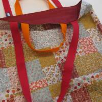 Stofftasche PW rot aus Baumwolle mit vier Henkeln Bild 3