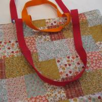 Stofftasche PW rot aus Baumwolle mit vier Henkeln Bild 4