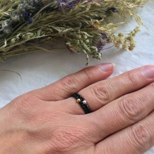 Elastische Ringe aus Edelstein 2 Stück, Set von 2 Stapelringe mit gold und silber, Geschenk für Freundinnen, Weihnachtsg Bild 2