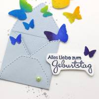Glückwunschkarte zum Geburtstag - Briefumschlag mit Schmetterlingen, Geburtstagskarte Bild 3