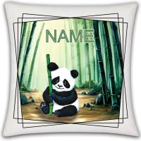 Kissen mit Name / Kissenbezug mit Füllung / satiniert oder kuschlig auch mit farbiger Rückseite / Panda Bild 2