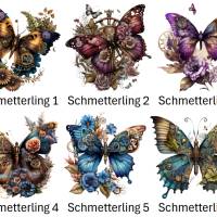 Bügelbilder Bügelmotiv Steampunk Schmetterling Blumen Mädchen Höhe 20cm Bild 1