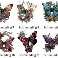Bügelbilder Bügelmotiv Steampunk Schmetterling Blumen Mädchen Höhe 20cm Bild 2