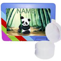 Lunchbox / Brotzeitbox / Brotdose mit separater Obstdose Panda mit Name / Personalisierbar Bild 1