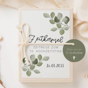 Zeitkapsel Hochzeit zum Ausfüllen Eukalyptuskranz II - Karten in A6 - kreative Alternative Gästebuch - Fragekarten zum A Bild 2