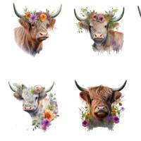 Bügelbilder Bügelmotiv Kuh Rind Blumen Junge Mädchen Höhe 10cm Bild 1