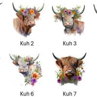 Bügelbilder Bügelmotiv Kuh Rind Blumen Junge Mädchen Höhe 10cm Bild 2