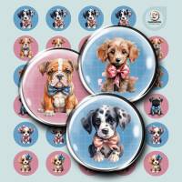 Cabochon Vorlagen - Hunde Welpen - 10 mm, 12 mm, 14 mm und 25 mm Bild 1