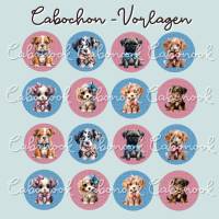 Cabochon Vorlagen - Hunde Welpen - 10 mm, 12 mm, 14 mm und 25 mm Bild 2