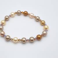 Armband Perlen Gold mit Crystal Pearls und Bicones (A73) Bild 1