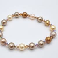 Armband Perlen Gold mit Crystal Pearls und Bicones (A73) Bild 2