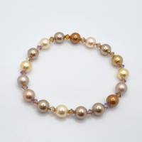 Armband Perlen Gold mit Crystal Pearls und Bicones (A73) Bild 3