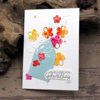 Glückwunschkarte zum Geburtstag - Briefumschlag mit farbenfrohen Blüten, Geburtstagskarte Bild 1