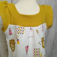 Bluse oder Kleid aus Musselin, Löwe gelb, Gr. 74-128 Bild 2