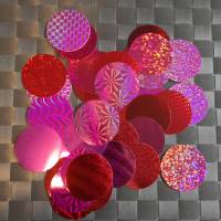 Kreise Die Cuts holografisch ca. 5cm zum Basteln gestalten Karten machen versch. Designs 40 Stück Farbmischung Rot/Pink Bild 1