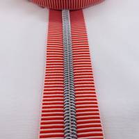 Reißverschluss Silver Stripes, breit, orangerot-weiß / Endlosreißverschluss / metallisierter Kunststoffraupe / Meterware Bild 5