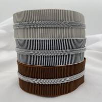 Reißverschluss Silver Stripes, breit, orangerot-weiß / Endlosreißverschluss / metallisierter Kunststoffraupe / Meterware Bild 9
