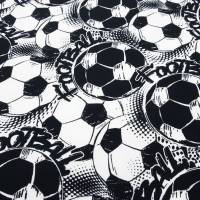 Stoff Baumwolle Jersey Team Fußball Football Soccer Design weiß schwarz Kinderstoff Kleiderstoff Bild 1