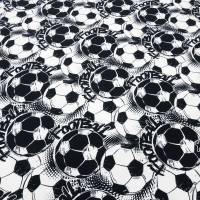 Stoff Baumwolle Jersey Team Fußball Football Soccer Design weiß schwarz Kinderstoff Kleiderstoff Bild 2