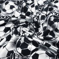 Stoff Baumwolle Jersey Team Fußball Football Soccer Design weiß schwarz Kinderstoff Kleiderstoff Bild 4